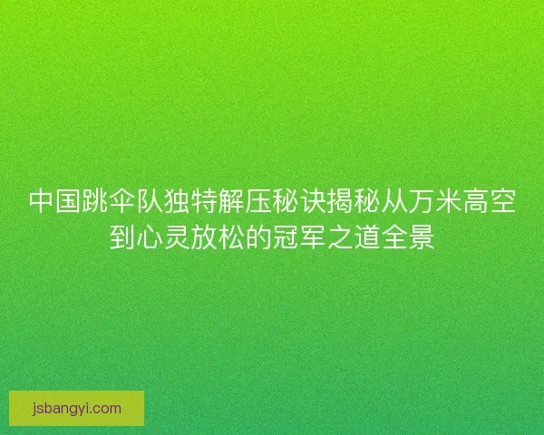 中国跳伞队独特解压秘诀揭秘从万米高空到心灵放松的冠军之道全景